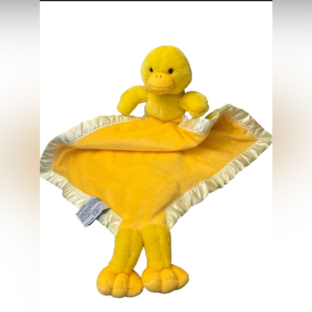 My Banky Sarah Yellow Duck Plush Lovey Baby Security Blanket Satin Edge